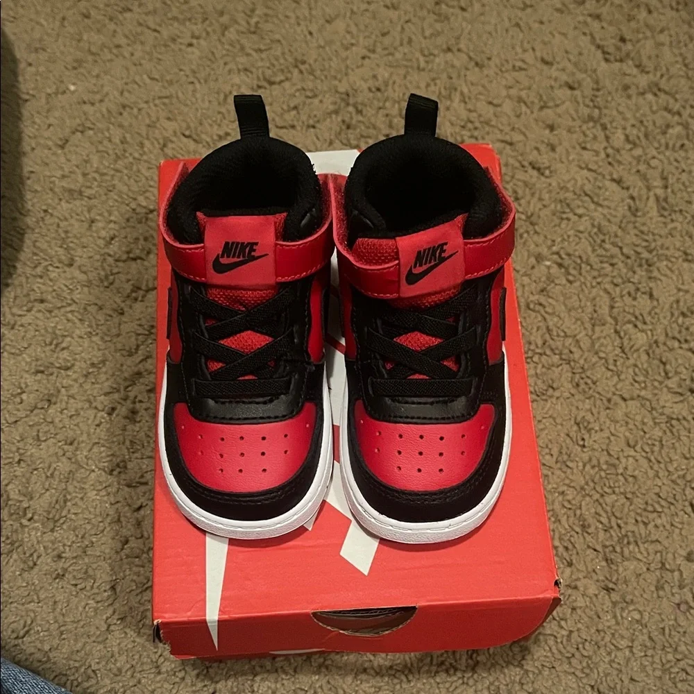 Nike Kids Black and Red High-Top Sneakers - Picture 2 of 4
